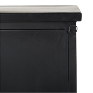 HomeRoots 41" Black Iron Sideboard with Glass Doors - Modern Storage Solution for Home Organization & Style 391981