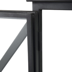 HomeRoots 41" Black Iron Sideboard with Glass Doors - Modern Storage Solution for Home Organization & Style 391981