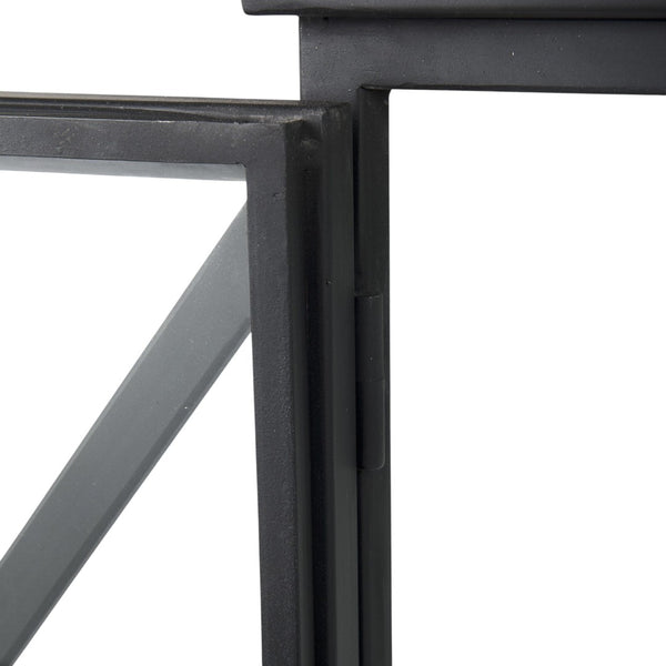 HomeRoots 41" Black Iron Sideboard with Glass Doors - Modern Storage Solution for Home Organization & Style 391981