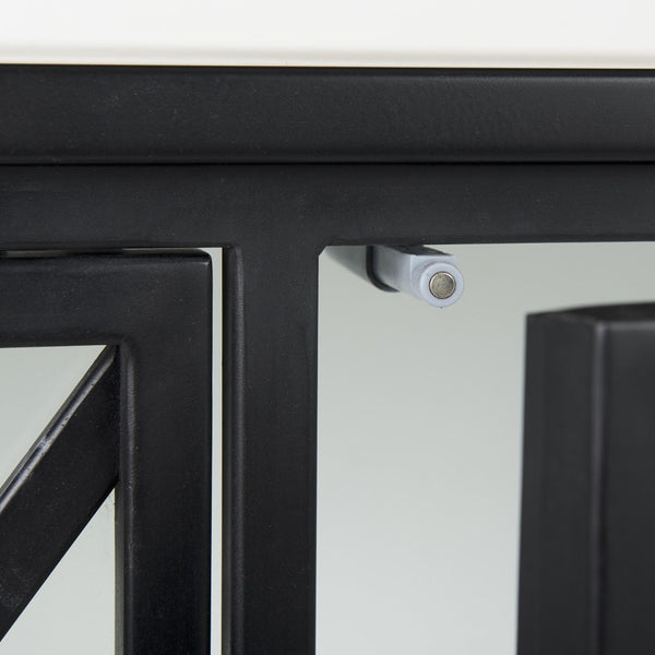 HomeRoots 41" Black Iron Sideboard with Glass Doors - Modern Storage Solution for Home Organization & Style 391981