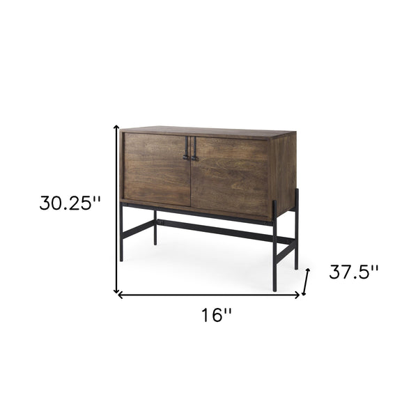 Homeroots Dark Brown Two Door Cabinet With Metal Legs   391990