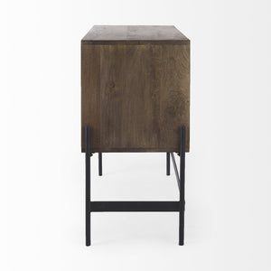 Homeroots Dark Brown Two Door Cabinet With Metal Legs   391990