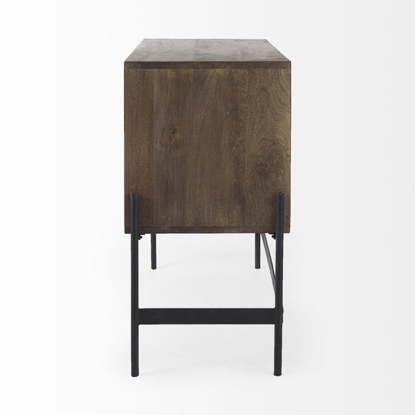 Homeroots Dark Brown Two Door Cabinet With Metal Legs   391990