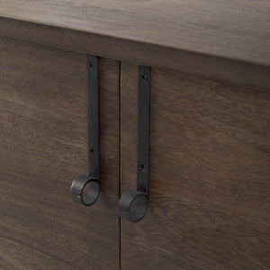 Homeroots Dark Brown Two Door Cabinet With Metal Legs   391990