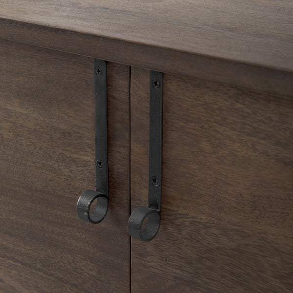 Homeroots Dark Brown Two Door Cabinet With Metal Legs   391990