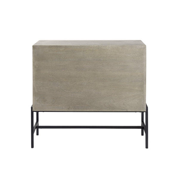 Homeroots 38" Gray Solid Wood Sideboard With Two Glass Doors Gray  391991