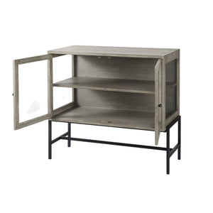 Homeroots 38" Gray Solid Wood Sideboard With Two Glass Doors Gray  391991