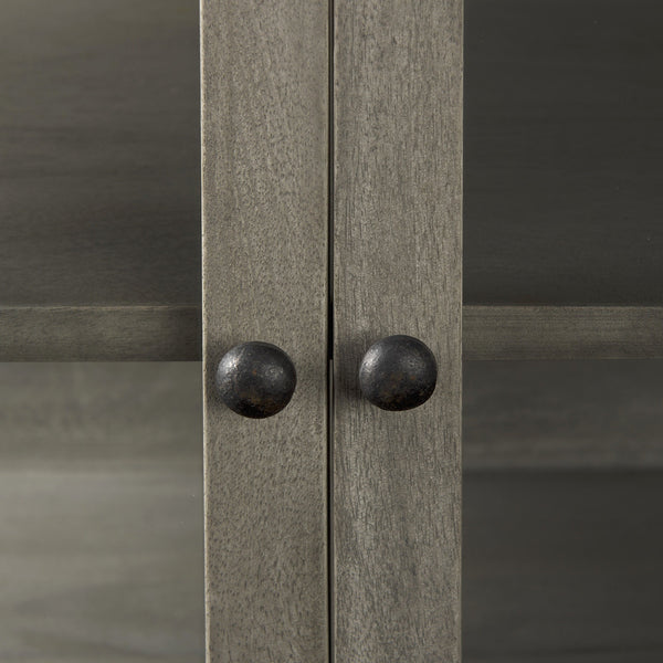 Homeroots 38" Gray Solid Wood Sideboard With Two Glass Doors Gray  391991