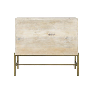 Homeroots 38" White Solid Wood Sideboard With Two Glass Doors White  391992