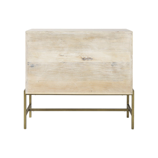 Homeroots 38" White Solid Wood Sideboard With Two Glass Doors White  391992