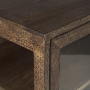 Homeroots Rustic Dark Brown Two Door Shadowbox Cabinet Medium Brown  391993