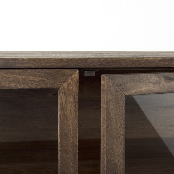 Homeroots Rustic Dark Brown Two Door Shadowbox Cabinet Medium Brown  391993