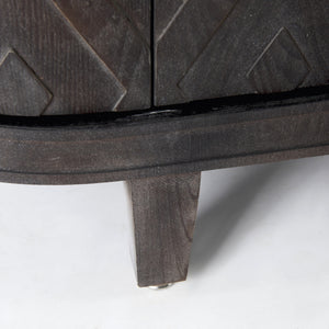 Homeroots Curved Dark Brown Diamond Pattern Four Door Cabinet   391996