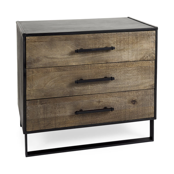 Homeroots 20" Black Accent Cabinet With Three Drawers  Solid Wood 391997
