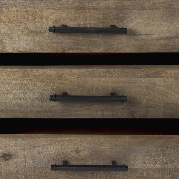 Homeroots 20" Black Accent Cabinet With Three Drawers  Solid Wood 391997