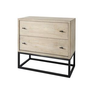 HomeRoots 32" Natural Solid Wood Two Drawer Sideboard - Stylish Storage Solution for Any Room Decor & Needs 391998