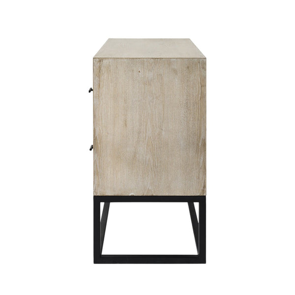HomeRoots 32" Natural Solid Wood Two Drawer Sideboard - Stylish Storage Solution for Any Room Decor & Needs 391998