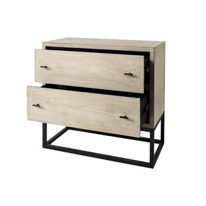HomeRoots 32" Natural Solid Wood Two Drawer Sideboard - Stylish Storage Solution for Any Room Decor & Needs 391998