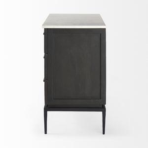 Homeroots Updated Rustic Dark And Light Marble Top Dresser   391999