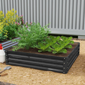 English Elm Outsunny Galvanized Steel Square Raised Garden Bed for Vegetables Herbs and Flowers W2225P485553