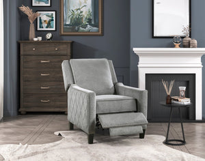 English Elm Modern Reclining Chair with Textured Upholstery, Nailhead Trim & Solid Wood Frame for Living Rooms Gray 30.75 L x 34 W x 27.25 H B011P190689
