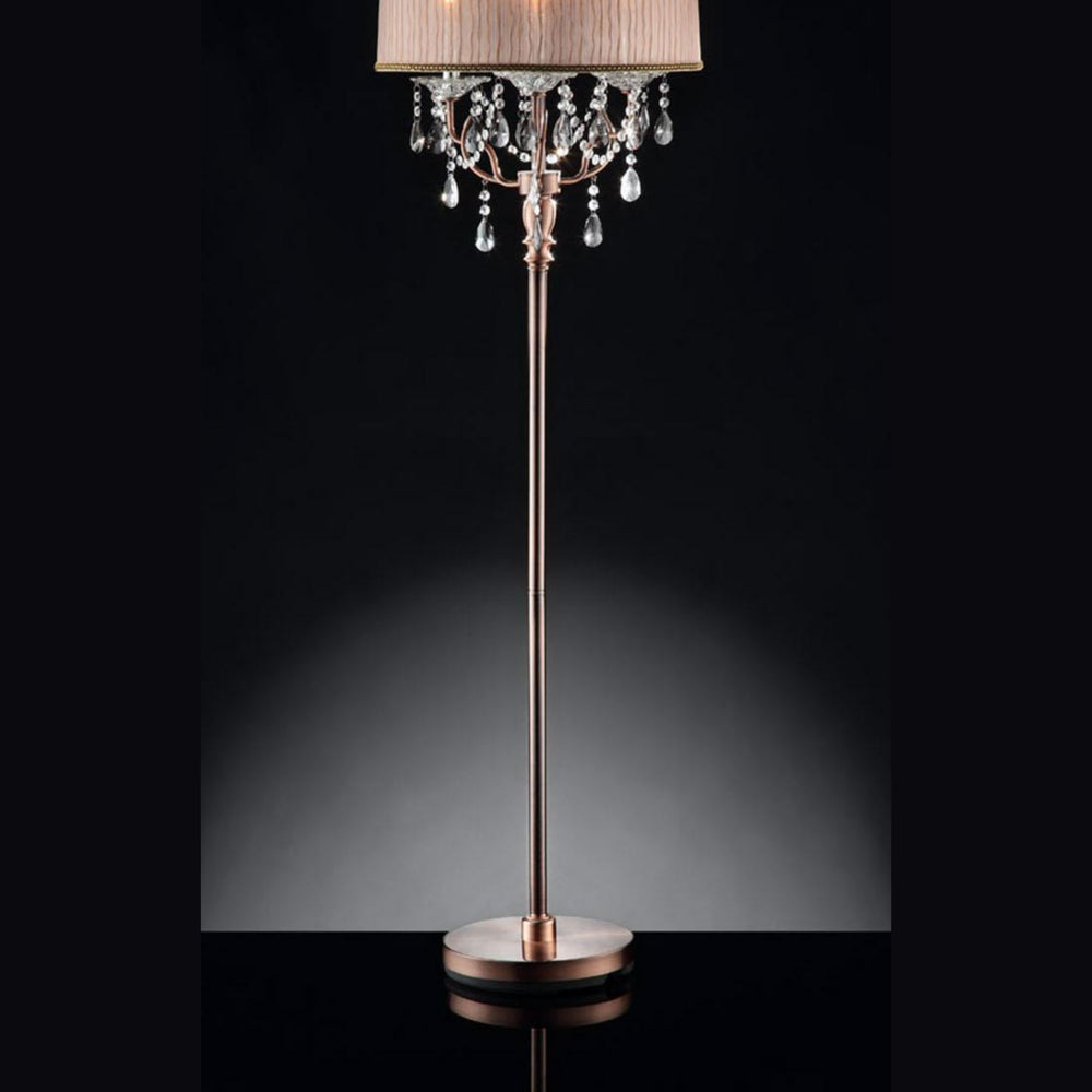 English Elm 62" Tall Floor Lamp "Rosie" - Glamorous Silvery-Pink Finish With Crystal Accents For Elegant Lighting B072116220