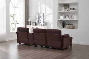 English Elm United L-Shaped Multifunctional Corduroy Sofa: 4-Seater With Usb Ports, Cup Holders & Storage Solutions W1568S00220-GIGA