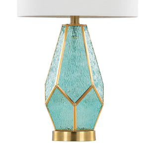 English Elm Glass Glam Table Lamp Set Two Linen Shade Nightstand Bedroom Accent Lighting Gold,Turquoise,White B202P471579