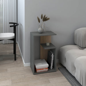 English Elm Side Table 25" H - Modern Matte Gray Design With 2 Open Shelves For Small Spaces & Versatile Use B097P296870-GIGA