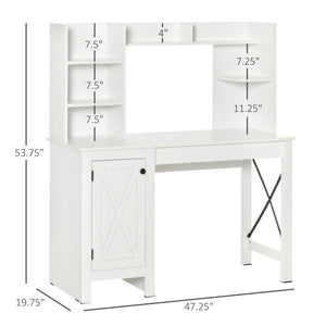 English Elm Homcom Farmhouse Computer Desk With Hutch & Cabinet – Stylish Storage For Home Office & Study Space W2225P217268