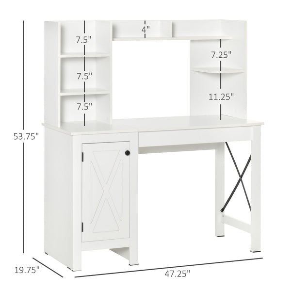 English Elm Homcom Farmhouse Computer Desk With Hutch & Cabinet – Stylish Storage For Home Office & Study Space W2225P217268