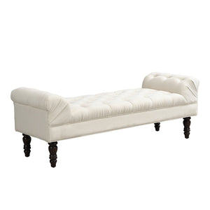 English Elm Button-tufted Upholstered Bench with Oak Legs Diamond Stitching for Bedroom or Entryway Beige N761P304406W