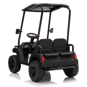 English Elm 24v Kids Electric Ride on Truck Four Seat All Wheel Drive Spring Suspension Sunshade Black W1578P381262
