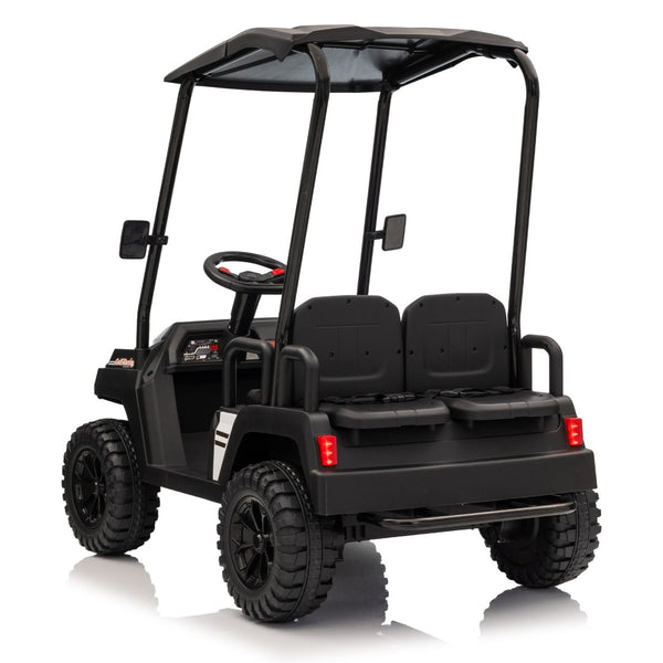 English Elm 24v Kids Electric Ride on Truck Four Seat All Wheel Drive Spring Suspension Sunshade Black W1578P381262