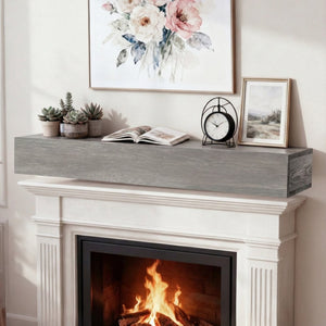 English Elm 72" Solid Cedar Floating Mantel Shelf Rustic Farmhouse Wall Decor with Heavy Duty Support W1390P407426