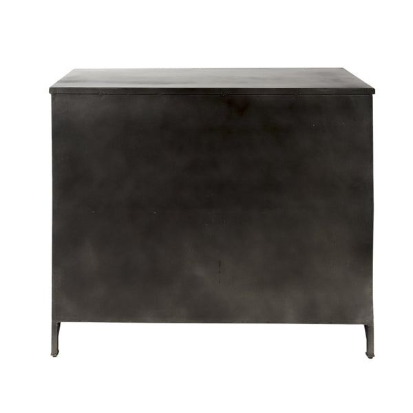 HomeRoots 40" Black Iron Sideboard with Glass Doors - Stylish Storage Solution for Modern Farmhouse Interiors 392000