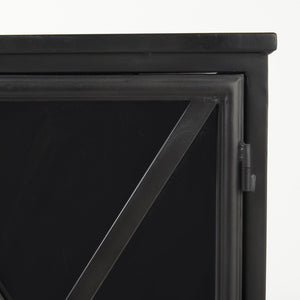 HomeRoots 40" Black Iron Sideboard with Glass Doors - Stylish Storage Solution for Modern Farmhouse Interiors 392000