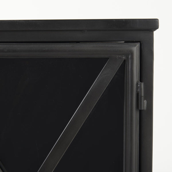 HomeRoots 40" Black Iron Sideboard with Glass Doors - Stylish Storage Solution for Modern Farmhouse Interiors 392000