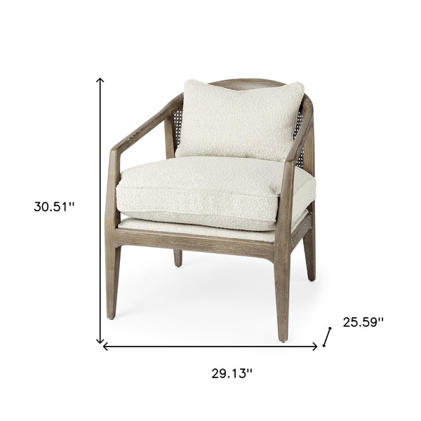 Homeroots 29" Cream And Brown Boucle Arm Chair And Toss Pillow Light Brown  392002