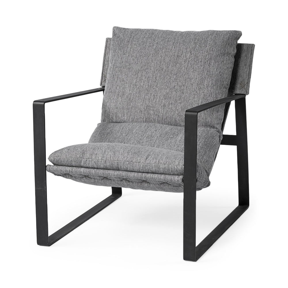 HomeRoots 35" Gray and Black Fabric Wingback Chair - Sleek Design, Plush Comfort, Perfect for Any Space Castlerock Gray 392003