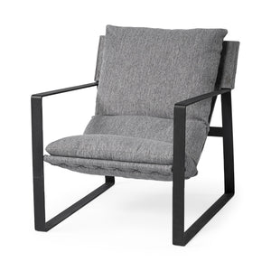 Homeroots Stone Gray And Black Metal Sling Chair Castlerock Gray  392003