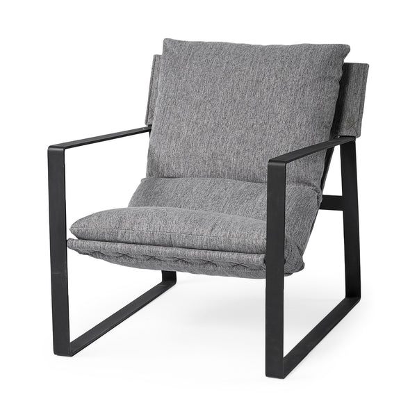 Homeroots Stone Gray And Black Metal Sling Chair Castlerock Gray  392003