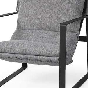 Homeroots Stone Gray And Black Metal Sling Chair Castlerock Gray  392003