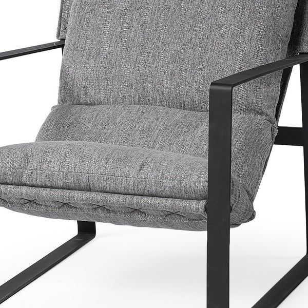 Homeroots Stone Gray And Black Metal Sling Chair Castlerock Gray  392003