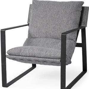 Homeroots Stone Gray And Black Metal Sling Chair Castlerock Gray  392003