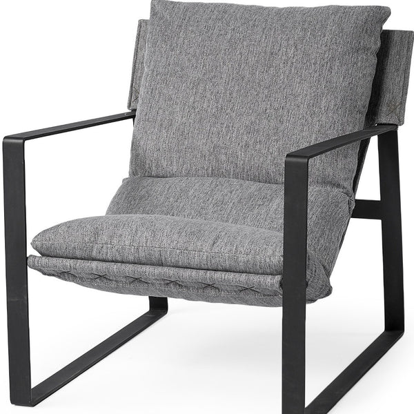 Homeroots Stone Gray And Black Metal Sling Chair Castlerock Gray  392003