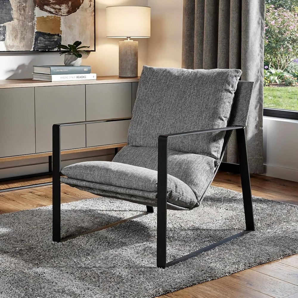 HomeRoots 35" Gray and Black Fabric Wingback Chair - Sleek Design, Plush Comfort, Perfect for Any Space Castlerock Gray 392003