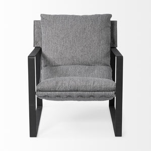 Homeroots Stone Gray And Black Metal Sling Chair Castlerock Gray  392003