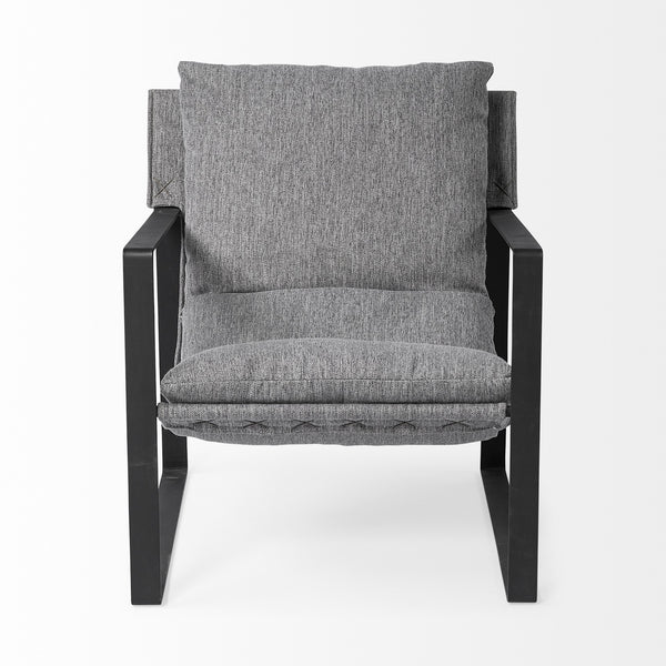 Homeroots Stone Gray And Black Metal Sling Chair Castlerock Gray  392003