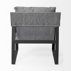 Homeroots Stone Gray And Black Metal Sling Chair Castlerock Gray  392003